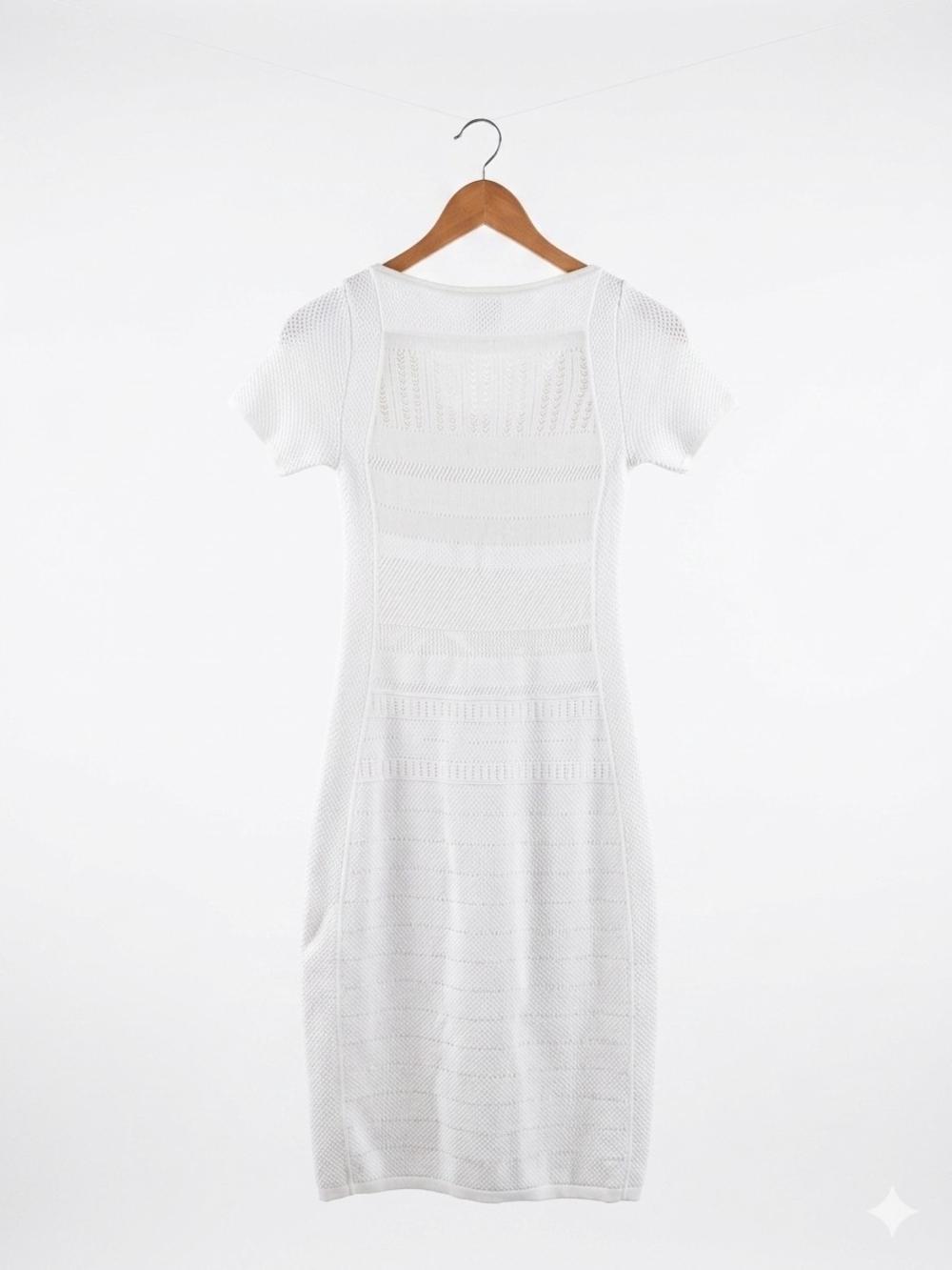 Antonio Berardi White Textured Knit Sheath Dress Size 42 / US 10